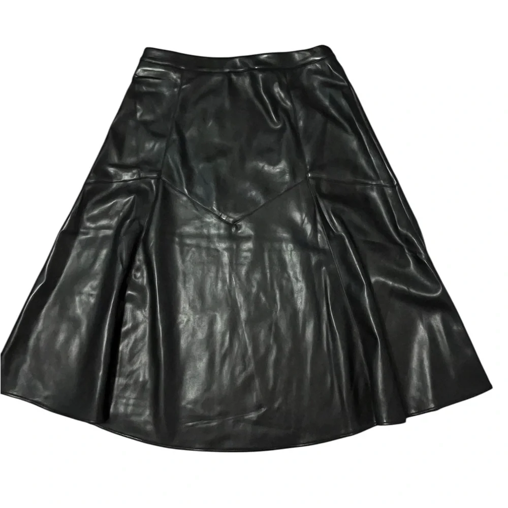 Marc New York Black Faux Leather Midi Skirt with Stud Details Size: Medium - Picture 5 of 9